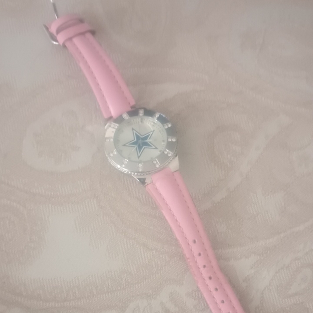 Pink Strap Watch with Star Accent Dallas Cowboys Watch
